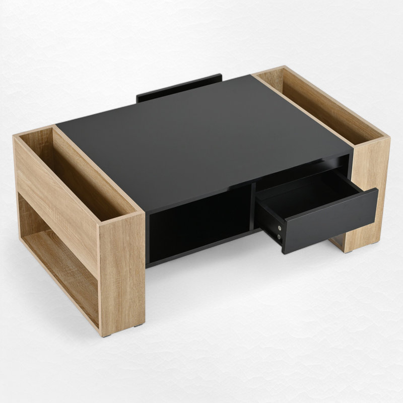 Table basse avec rangement, Noir, noir, noir, noir