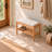 Upholstered Beech Wood Shoe Storage Bench with Ivory Cushion
