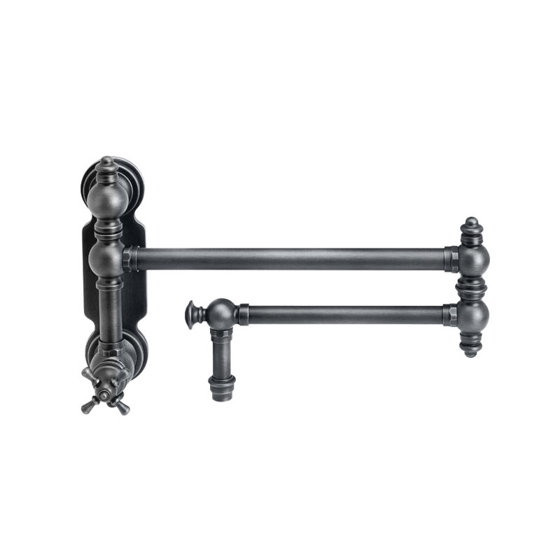 Traditional Wall Mounted Potfiller - Cross Handle, Black-Oil Rubbed Bronze