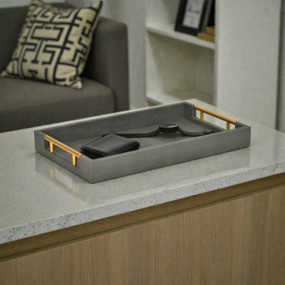 Baidy Hand-Finished Faux Shagreen Rectangular Serving Tray
