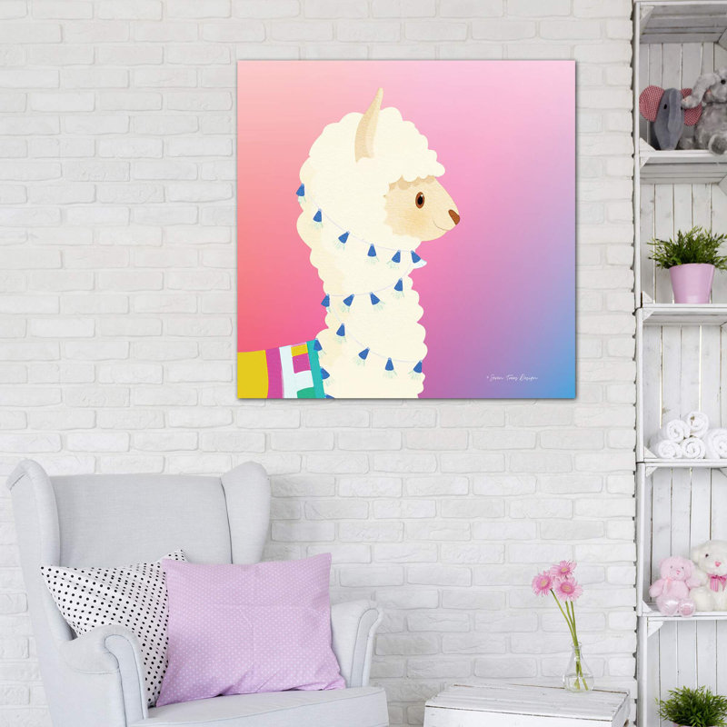 Lama - impression d'art graphique, H 48 po x l 48 po x 1,5 po, Toile tendue, Pas de tapis