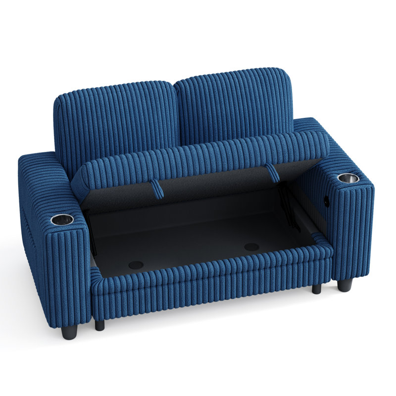 Causeuse avec rangement 56 po Sherry, Gris Milo