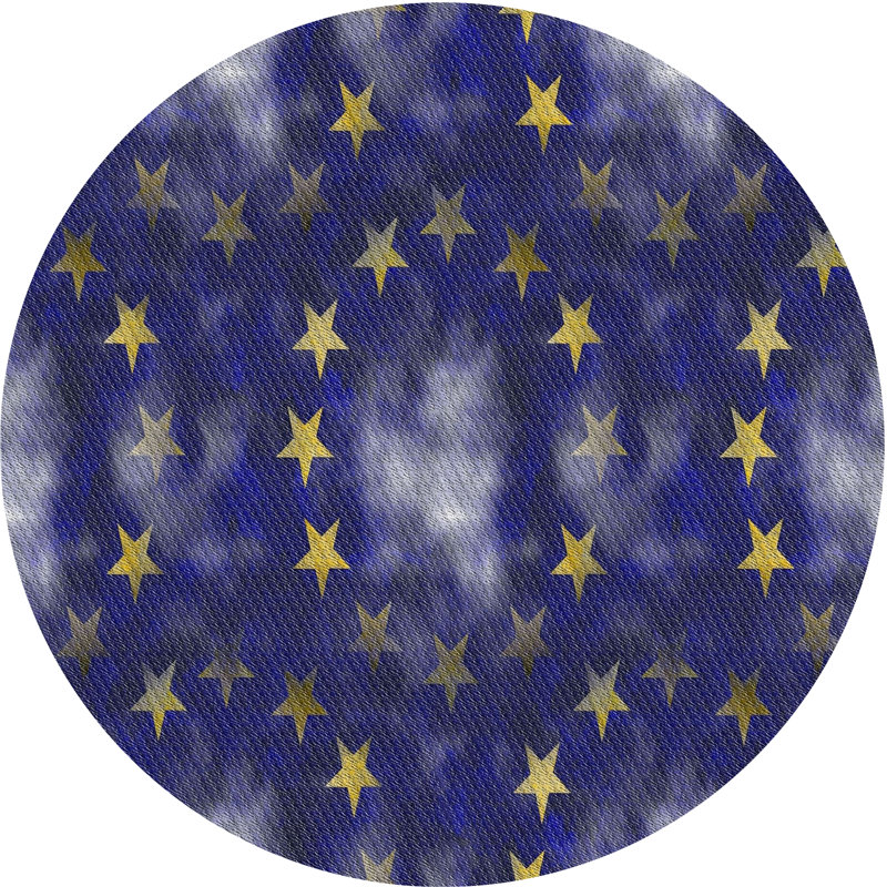 Bleu Tapis décoratif phillippi, Rond 7 pi