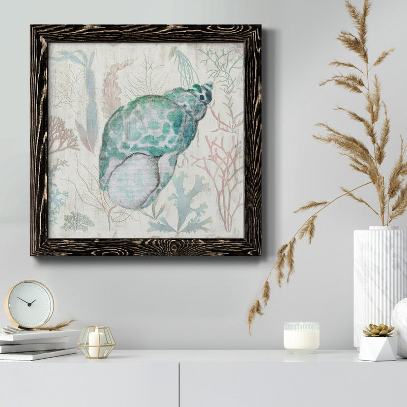 Océan bluff - peinture sur toile encadrée, H 17 po x l 17 po x P 1,5 po, Cadre noir