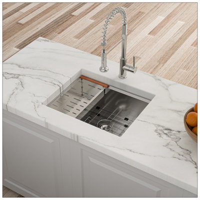 Single Bowl Undermount Workstation Kitchen Sink - 23"X19"X 10" Inch 16 Gauge Stainless Steel Deep Sink
