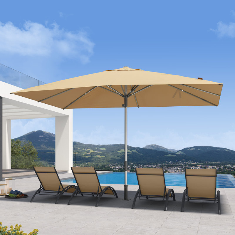 Parasol de table semi-automatique pour l'extérieur, Noir