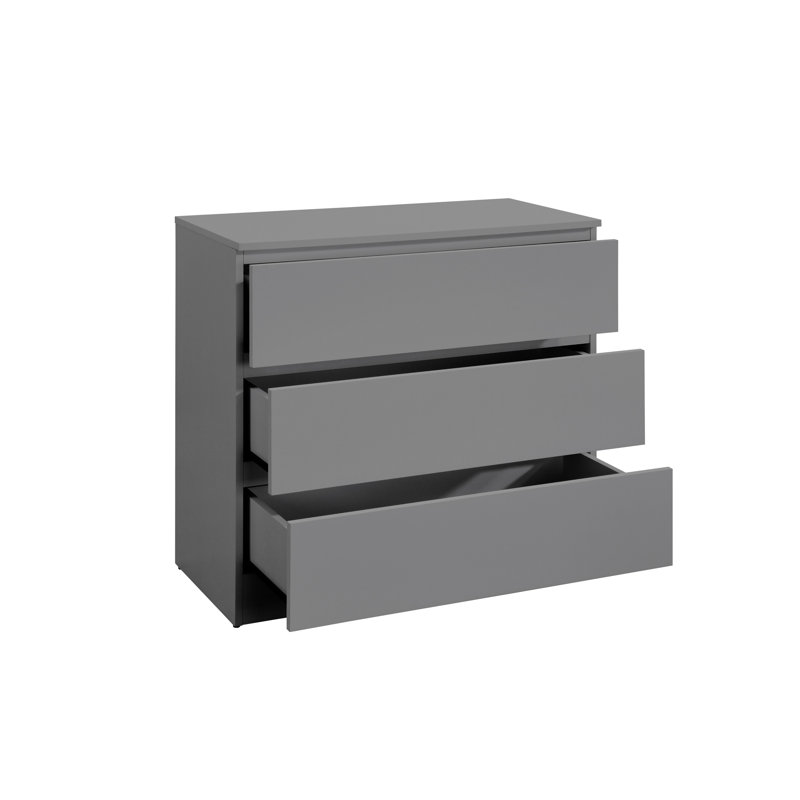 Marqita 3 Drawer 80cm W Chest of Drawers, Grey