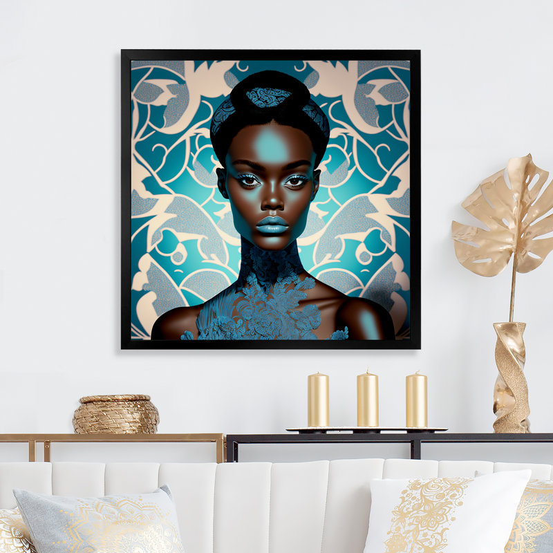 «Beautiful Retro African American Model VI», reproduction sur toile, H 16 po x l 16 po x P 1 po, Cadre photo noir