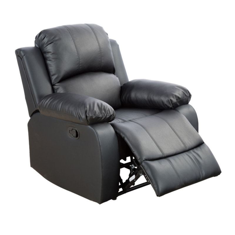 Ensemble de salon inclinable en cuir végétalien Lativa, Similicuir noir