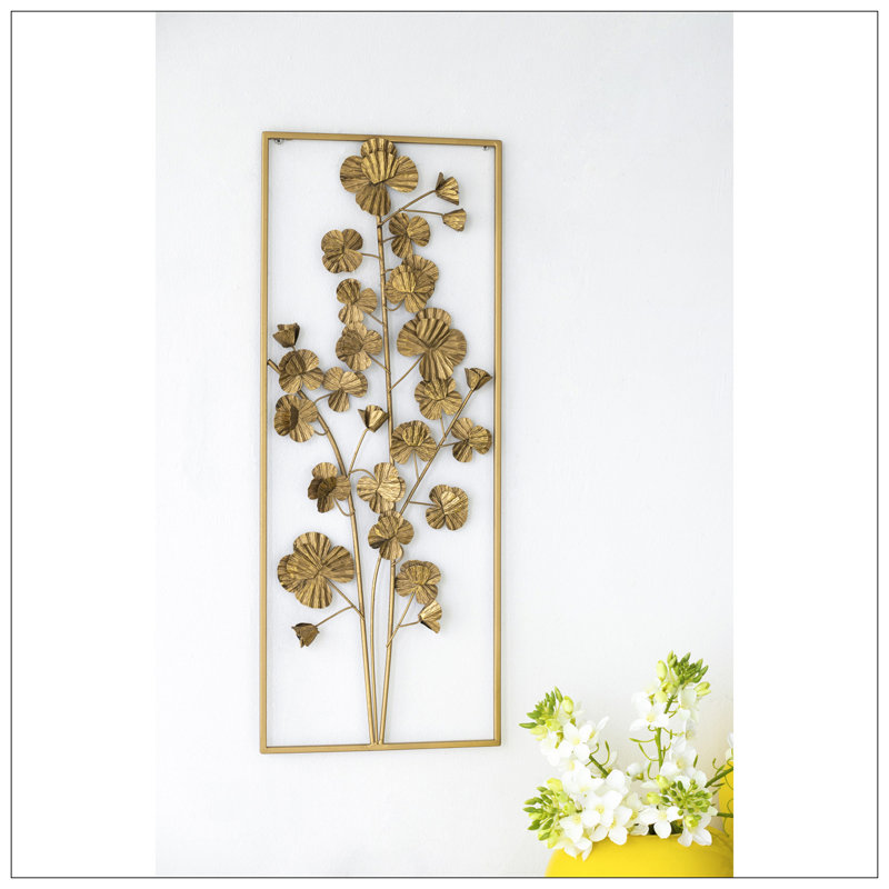 Gold Metal Tree Flower Wall Sculpture for Nursery