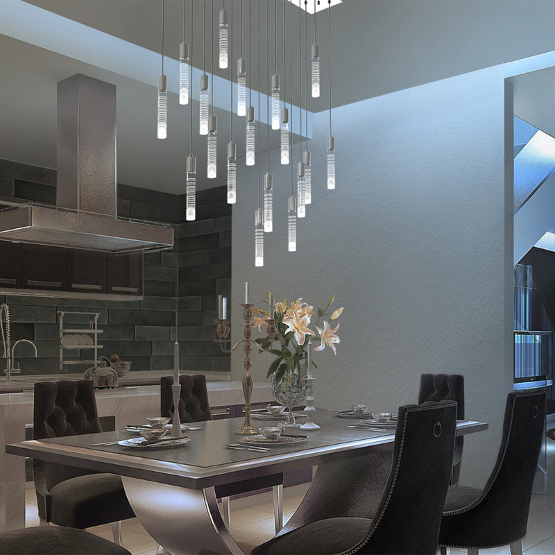 Luminaire suspendu en acrylique 1 po Gradient, Chrome poli