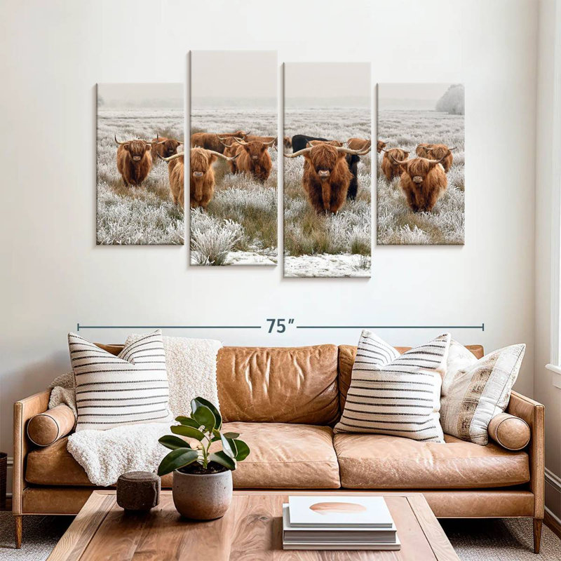 Winter Highland Cows, 42" H x 68" W
