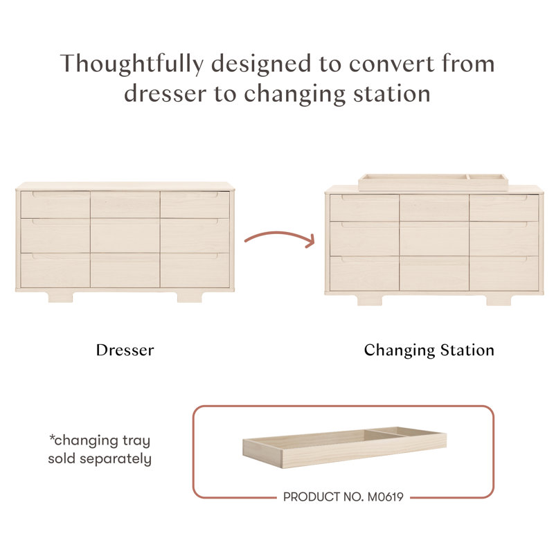 Yuzu 9-Drawer Dresser, Assembled, Washed Natural