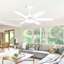Ventilateur de plafond blanc 46 pouces à 6 pales avec lumières, télécommande, moteur à courant continu silencieux à intensité variable, 3 couleurs, 6 vitesses, moderne pour le salon-146014493-146014480