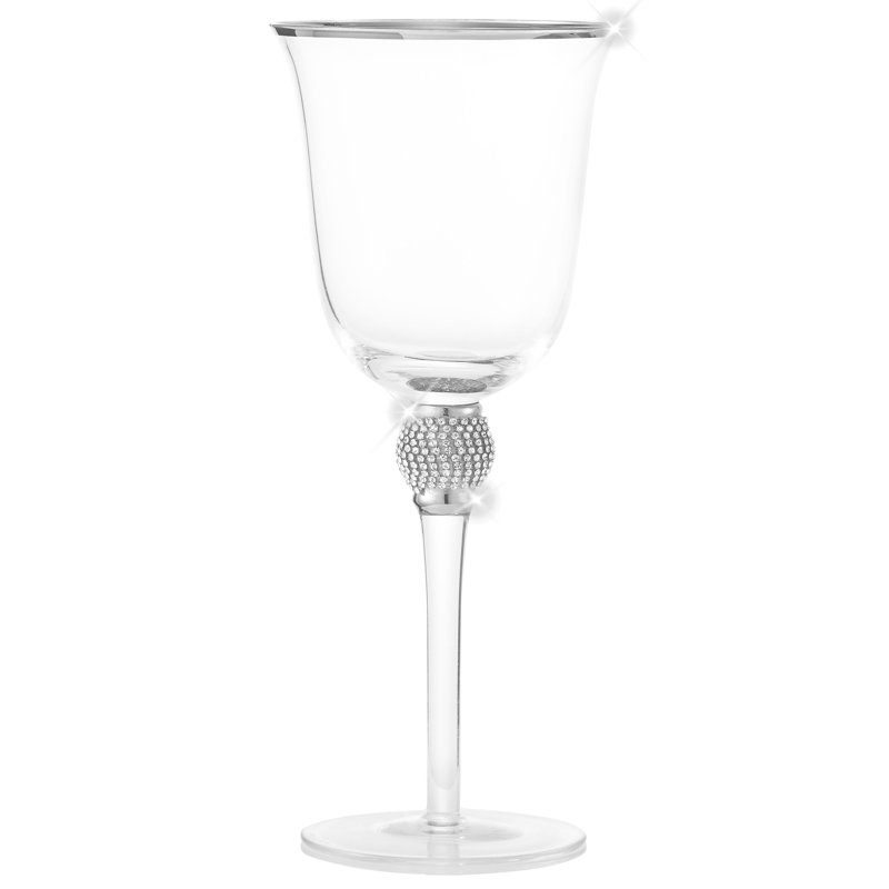 18oz. Handmade Wine Glass Set, Silver