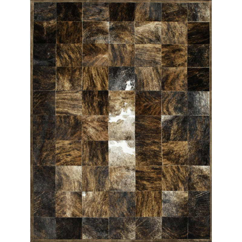 Tapis rectangulaire gris / noir en cuir de vache Desnudo, Rectangle 9' x 12'