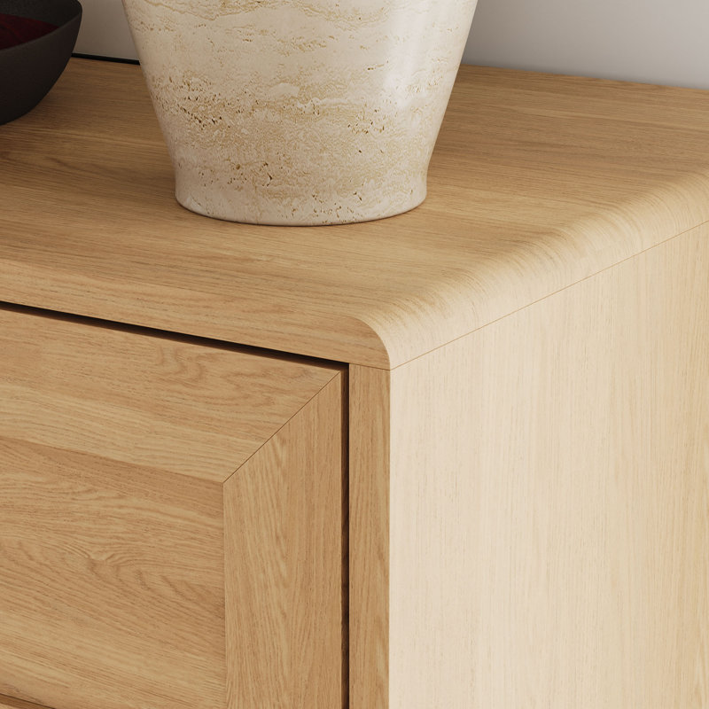Ensemble de chambre à coucher 3 pièces, ensemble de commode à 6 tiroirs avec table de chevet et 2 bords arrondis