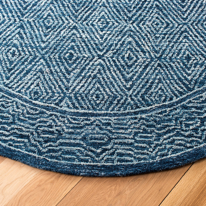 Angellique Handmade Tufted Wool Navy Area Rug, Round 7'