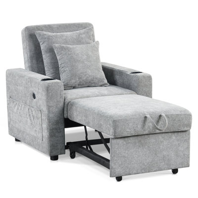 Zuliana Convertible Sleeper Sofa Bed, Pull Out Couch with Adjustable Backrest Recliner Chair