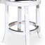 Tabouret 30 ", finition blanche, siège en cuir noir-1107772220-1107772163
