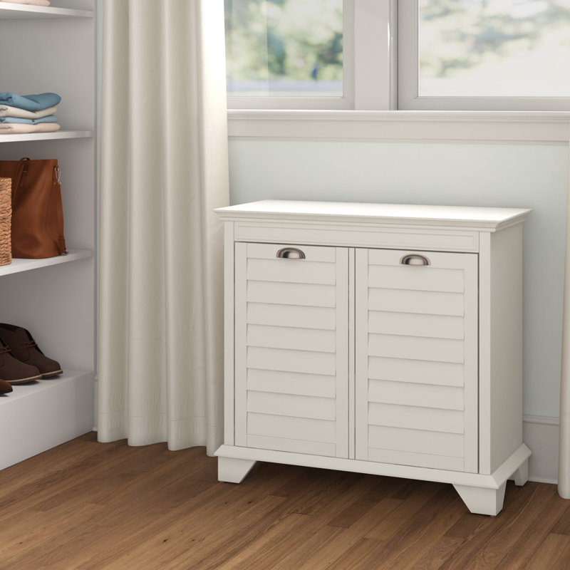 Jaiheem Wood Cabinet Laundry Hamper, Crosley White