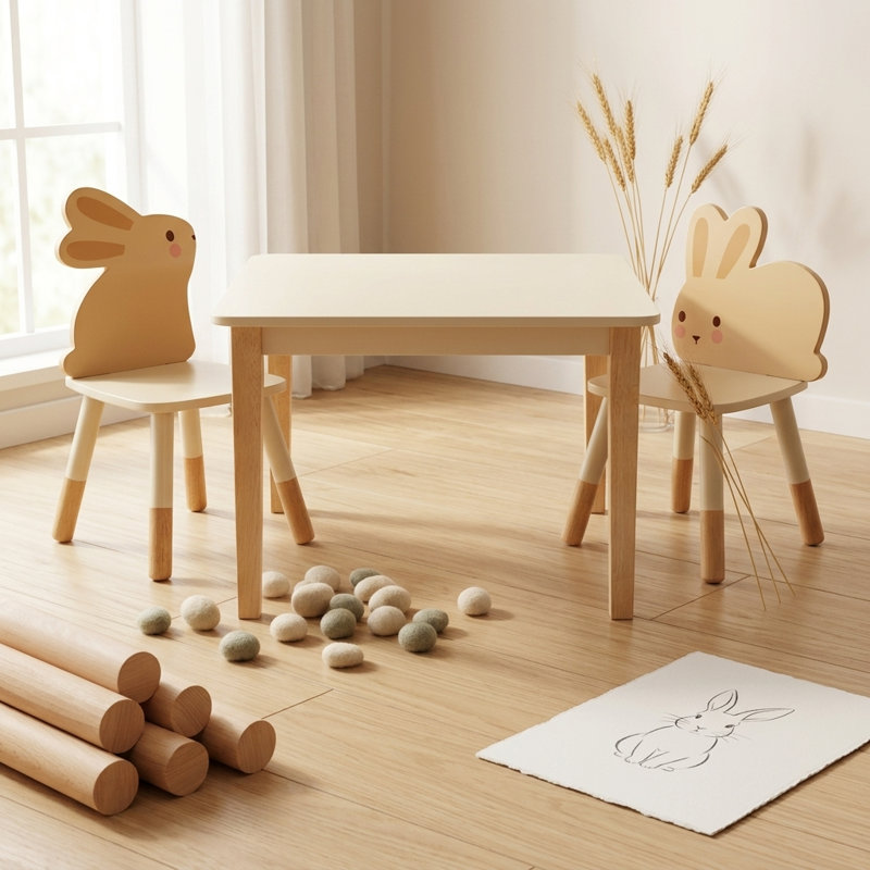 Ensemble de table et de chaises pour enfants - lapin