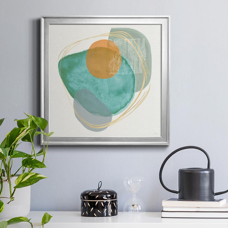 River Jewels I - Peinture sur toile encadrée, H 34,5 po x l 34,5 po x P 1,5 po, Argent