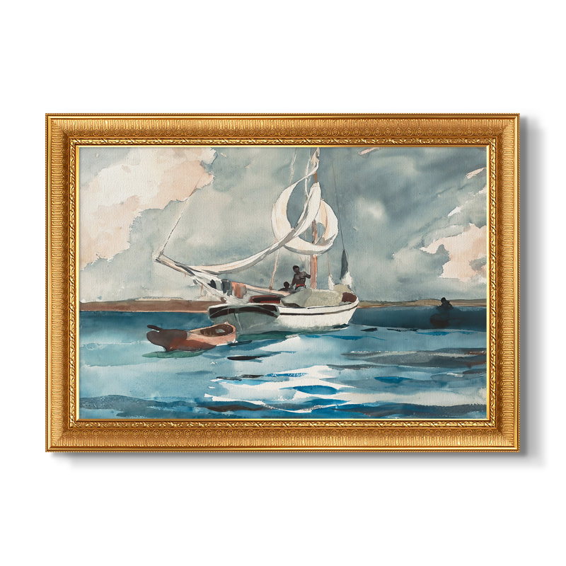 Sloop, Nassau, 1899 - Winslow Homer - Toile encadrée sur mesure, 20x28 INNER SIZE, Framed Canvas, Ornate Venetian Gold