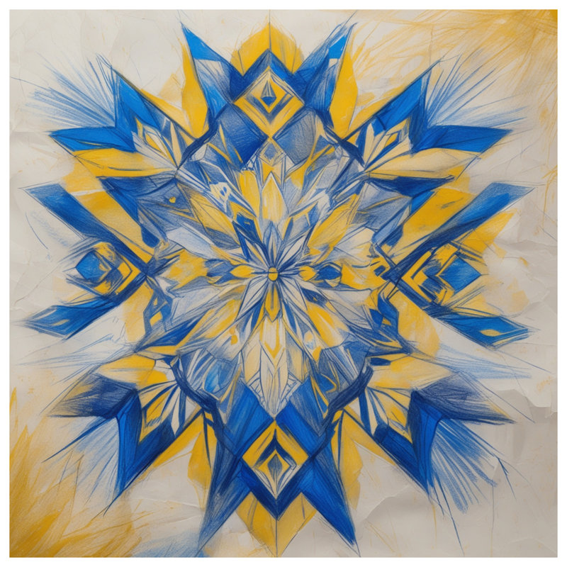 Édredon bleu / jaune kaléidoscope, Très grand lit
