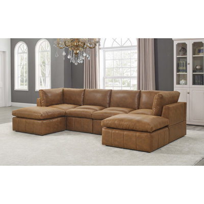 Canapé modulaire de coin avec repose-pieds de 128 po de largeur
