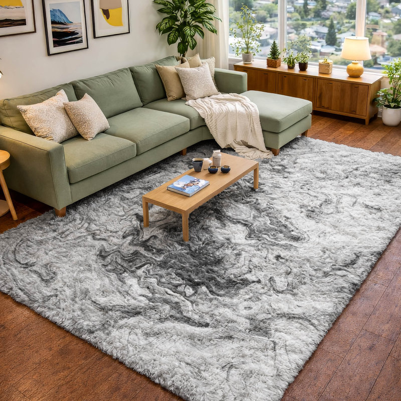 Tapis à poil long de qualité supérieure lavable à la machine ADS603, Gray, 9' x 12'