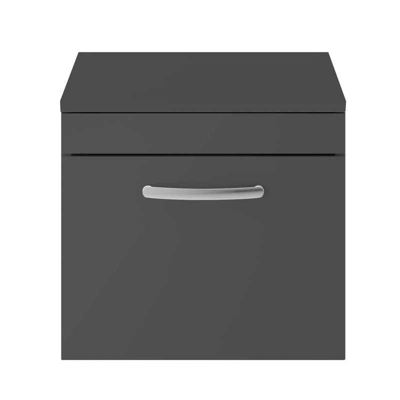 Bouzoun 50.5cm Single Bathroom Vanity Base Only, Gloss Grey