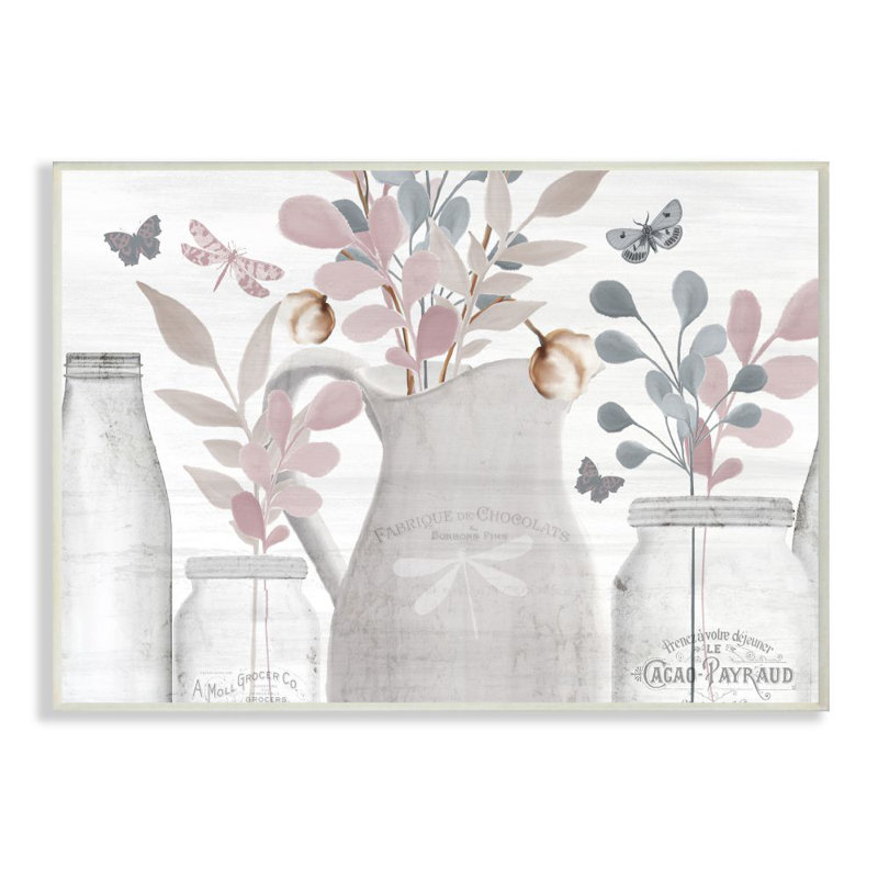 « fleur pot neutral painting », impression sur toile, Plaque murale, H 10 po x l 15 po x P 0,5 po