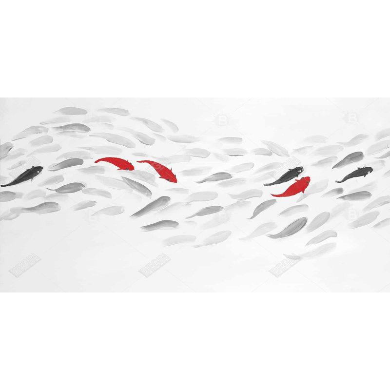 Swimming fish wave - 15.75"x31.50" Desk mat