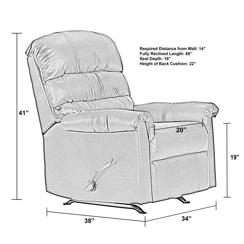 Fauteuil inclinable manuel berçant standard de 34 po de large Capri, Mélange de polyester brun