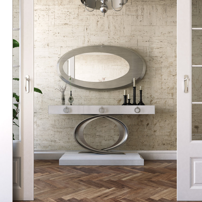 Ensemble de console et miroir Willet, Haute brillance, H 31,5 po x l 47,24 po x P 15,75 po