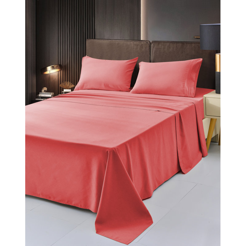 1800 Rayon from Bamboo Sheet Set, Queen, Coral