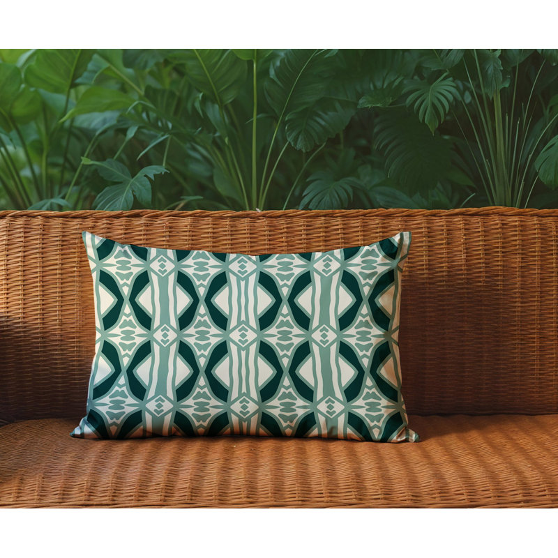 Sunderland Reversible Indoor/Outdoor Rectangular Pillow, Rectangle 14"H x 20"W, Green