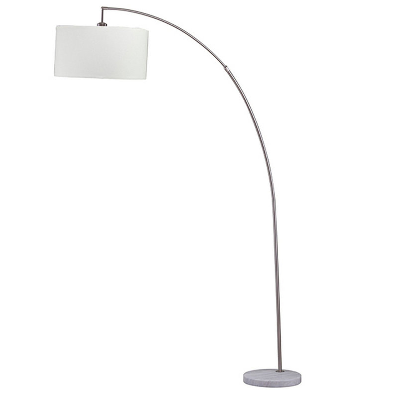 Lampe sur pied arquée 86 po Sanel, Argent, Blanc