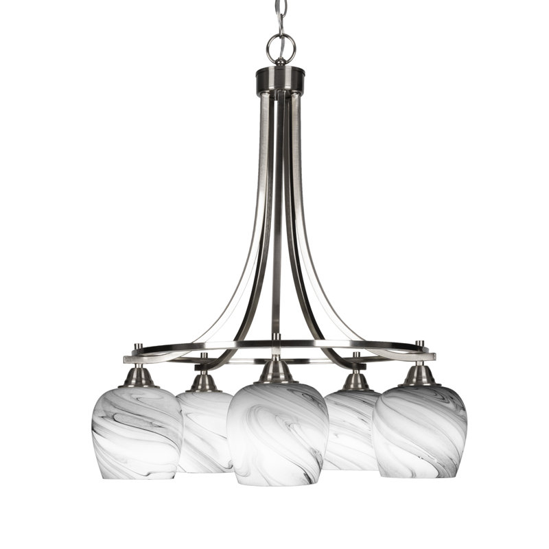 Lustre 5 lumières Michell, Nickel brossé