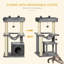 90cm Cat Tower with Sisal Scratching Posts, Cat Condo, Hammock, Top Perch & 2 Hanging Toys, Grey Cat Tree