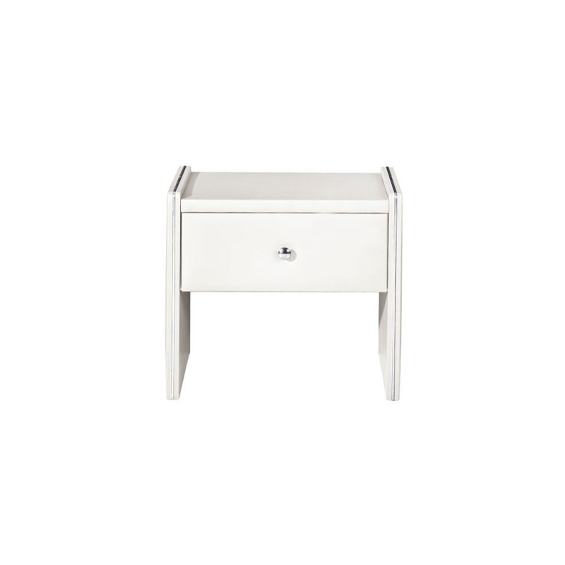 Drian 1 - Drawer Upholstered Nightstand, White