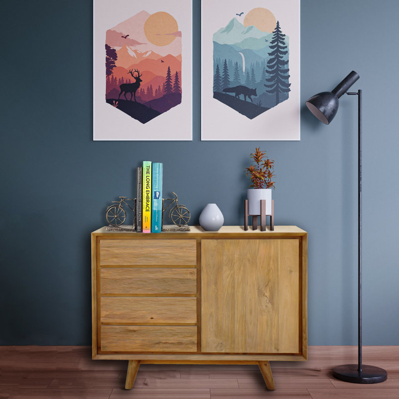 Retro Solid Wood Accent Cabinet
