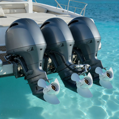 Outboard Propeller, Upgrade OEM 15 Spline Tooth Aluminum Outboard Boat Propeller Fit Yamaha Engines 50-130 HP, 4-1/4" Gearcase, 3-Blade, RH (Right Hand Rotation), OEM Parts No. 6E5-45945-01-EL