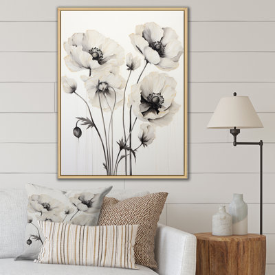 «Vivid Black and White Poppiesmoments I», reproduction d'art sur toile