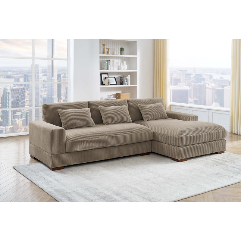 Modern Corduroy Sectional Sofa with Chaise | Wayfair
