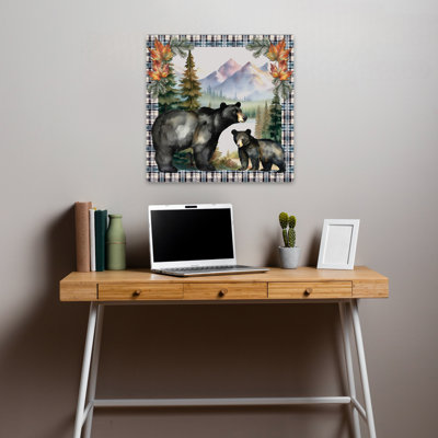 Black Bear With Cub Contemporary Pattern Art