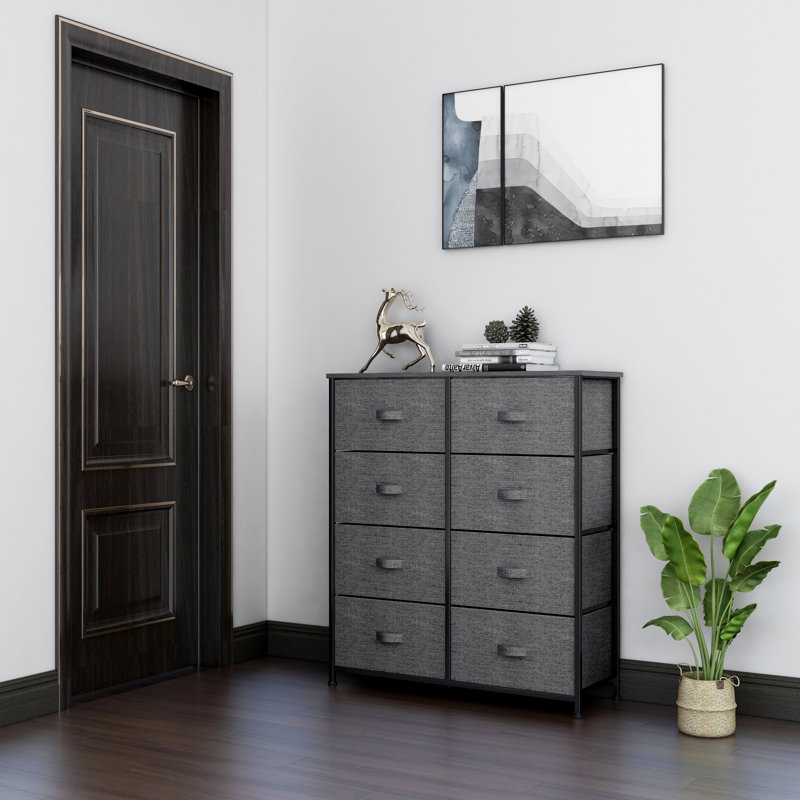Commode 8 tiroirs Kitchell, Charbon/Noir
