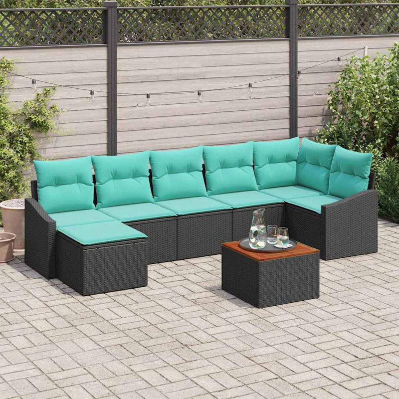  Garden Sofa Set 8 Pcs Black And Turquoise