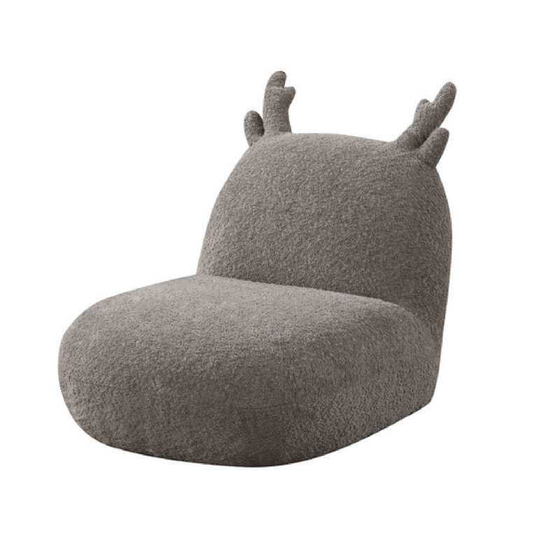 Chaise pour enfant en forme de cerf Wesie, oreille sculptée et bois, chenille, Brun